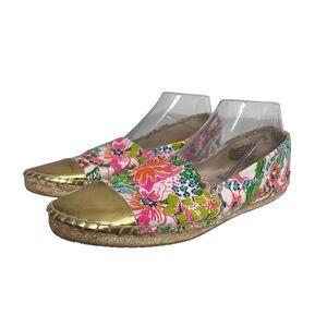 Lilly Pulitzer Nosie Posey Women's Multicolor Floral Espadrille Flats Size 11